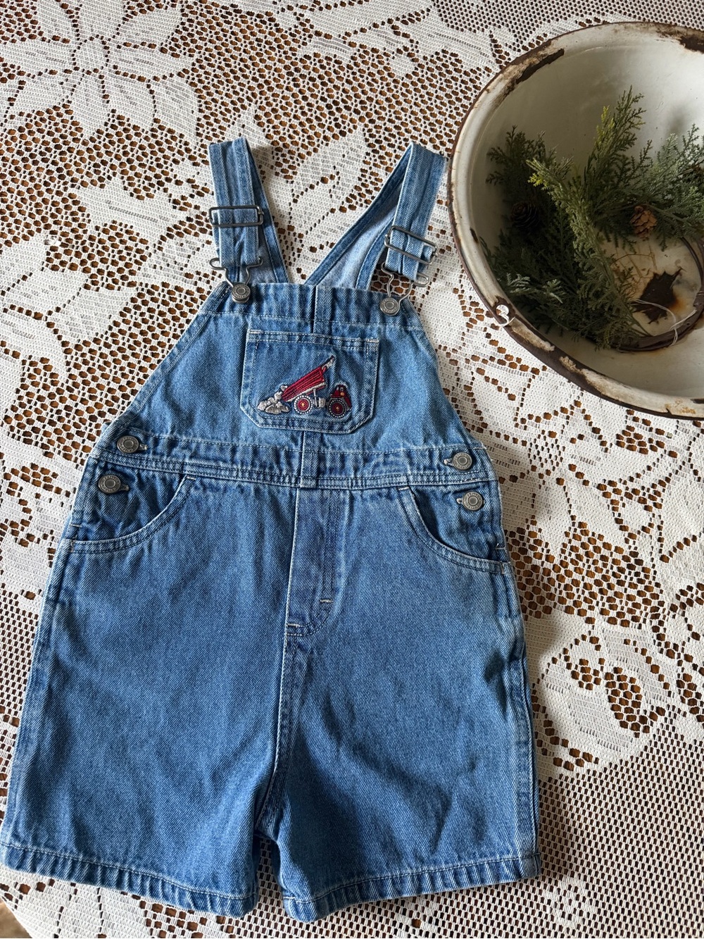 Vintage Carter's Light Blue Denim Short Overalls with Chest Pocket